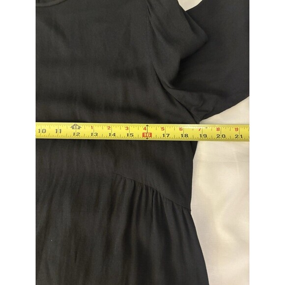 ARITZIA WILFRED Lambrusco Black Drop Waist Mini Dress Large Ruffle LS Crepe - Picture 10 of 10